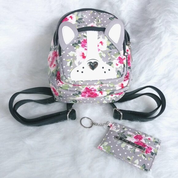 Betsey Johnson Handbags - Betsey Johnson French Bulldog Mini Backpack with Matching Credit Card Wallet